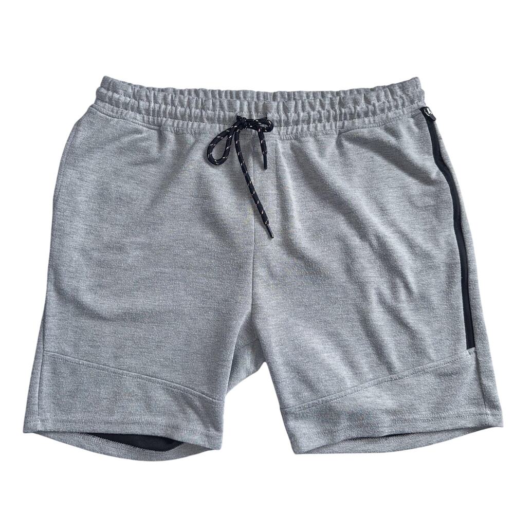 BKLYN ATHLETICS SWEAT SHORTS MENS SIZE LARGE L GRAY ZIP POCKET DRAWSTRING